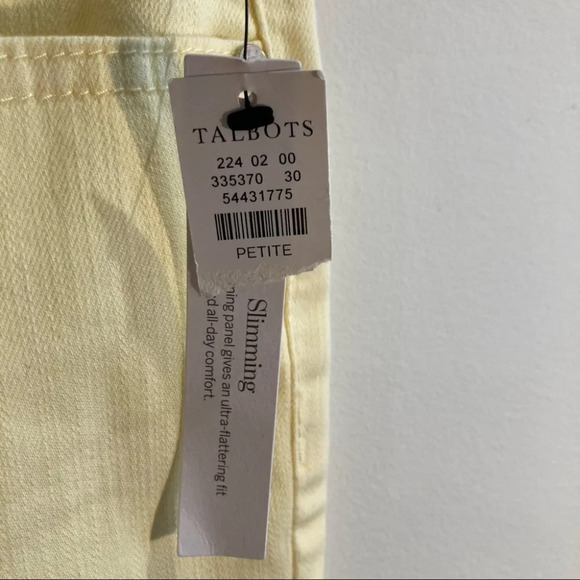 TALBOTS Sz 12P Slim Ankle Pastel Yellow Jeans NWT - Picture 6 of 10